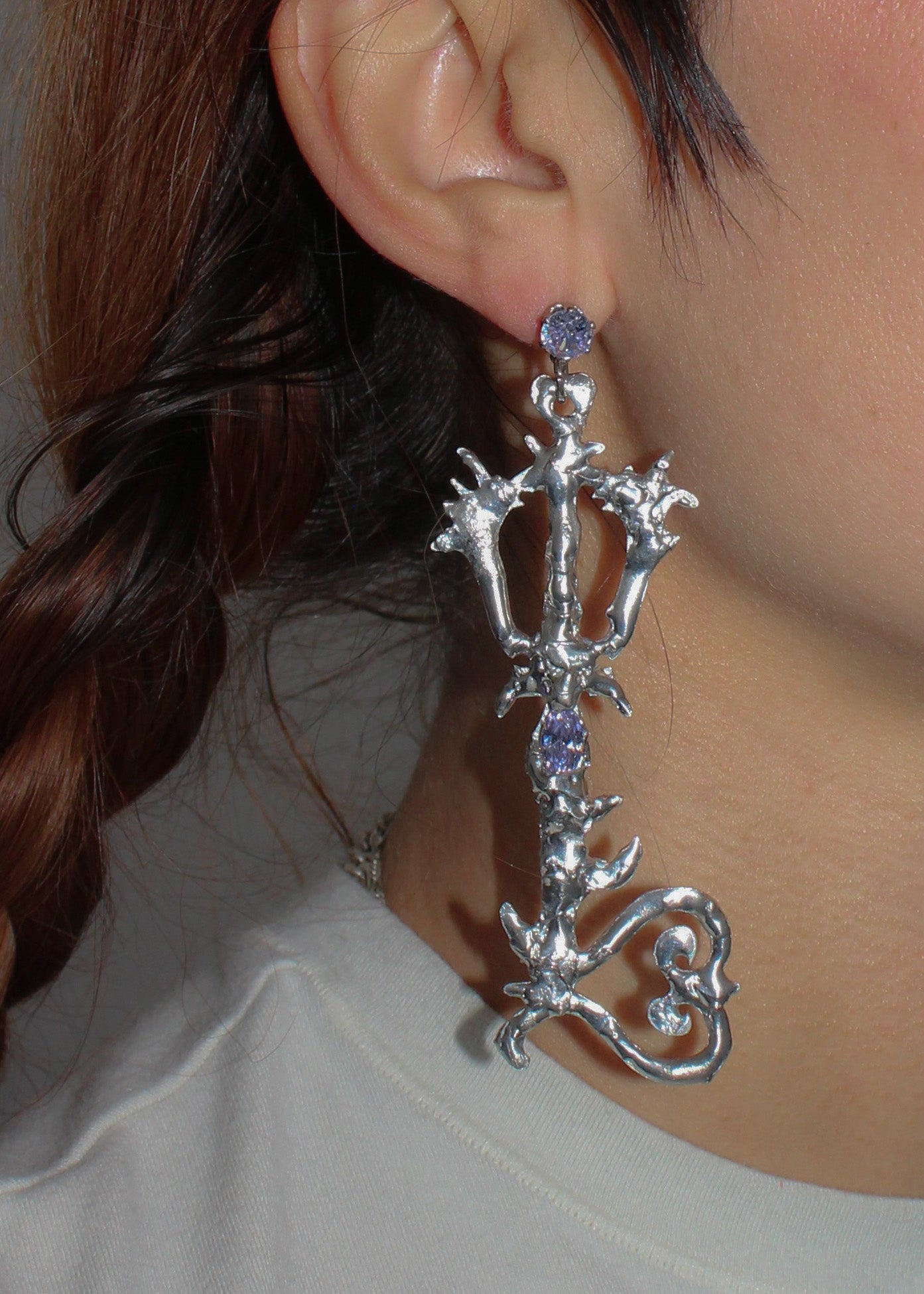 Lavender Silver Keyblade Earrings