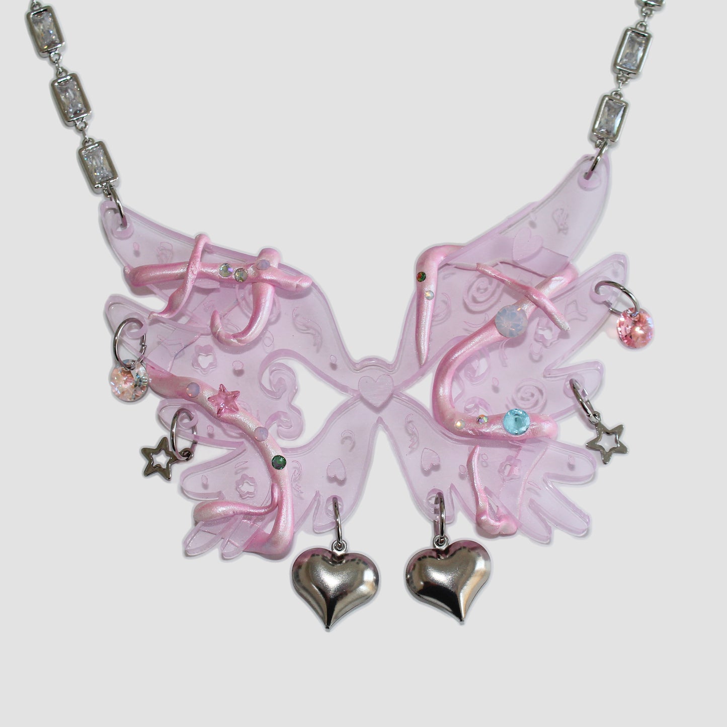 Pink Spiral Butterfly Necklace