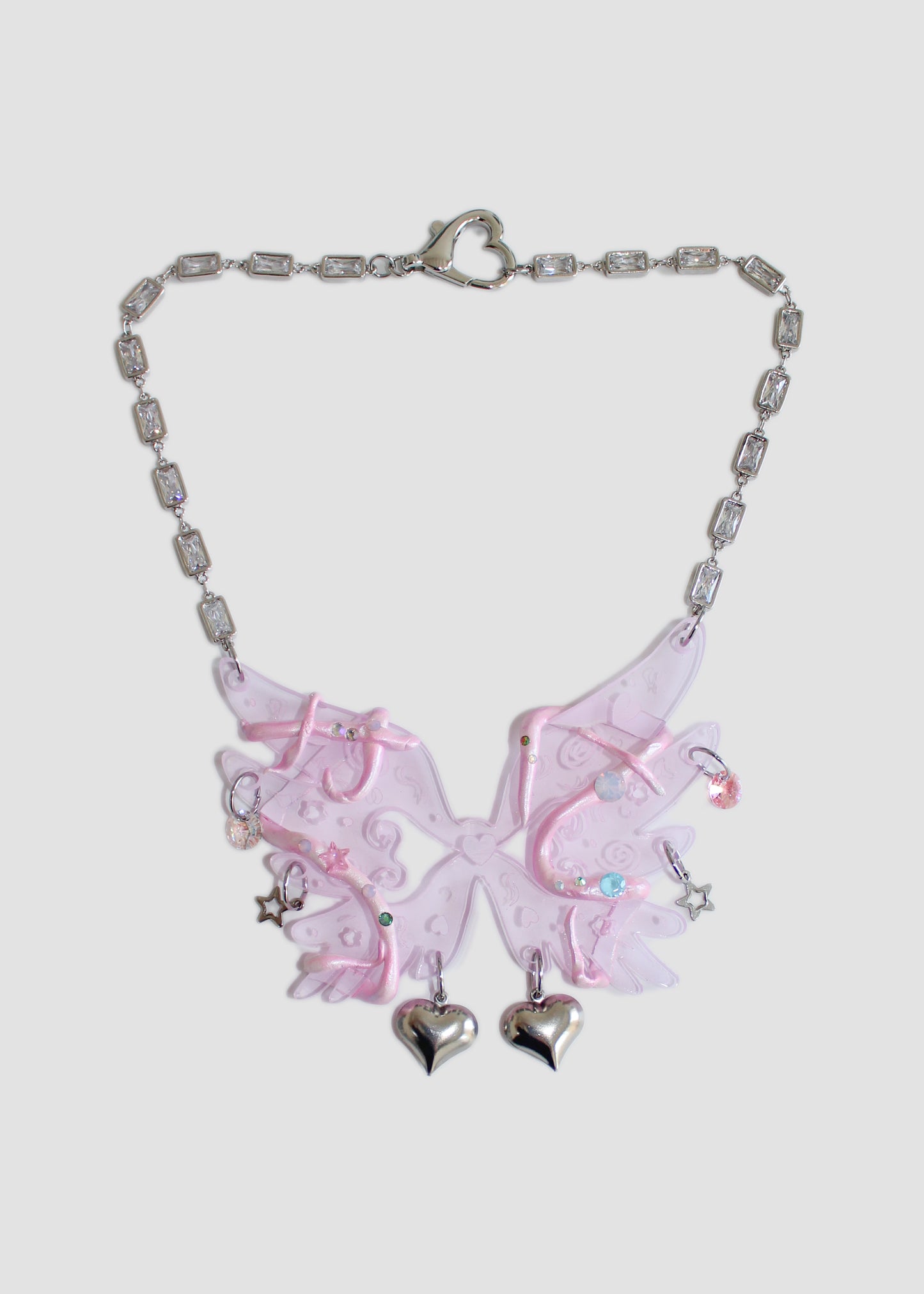 Pink Spiral Butterfly Necklace
