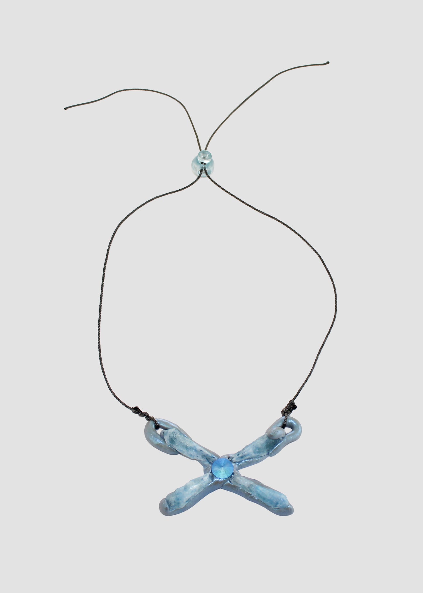 Frosted Blue Amulet on Cord