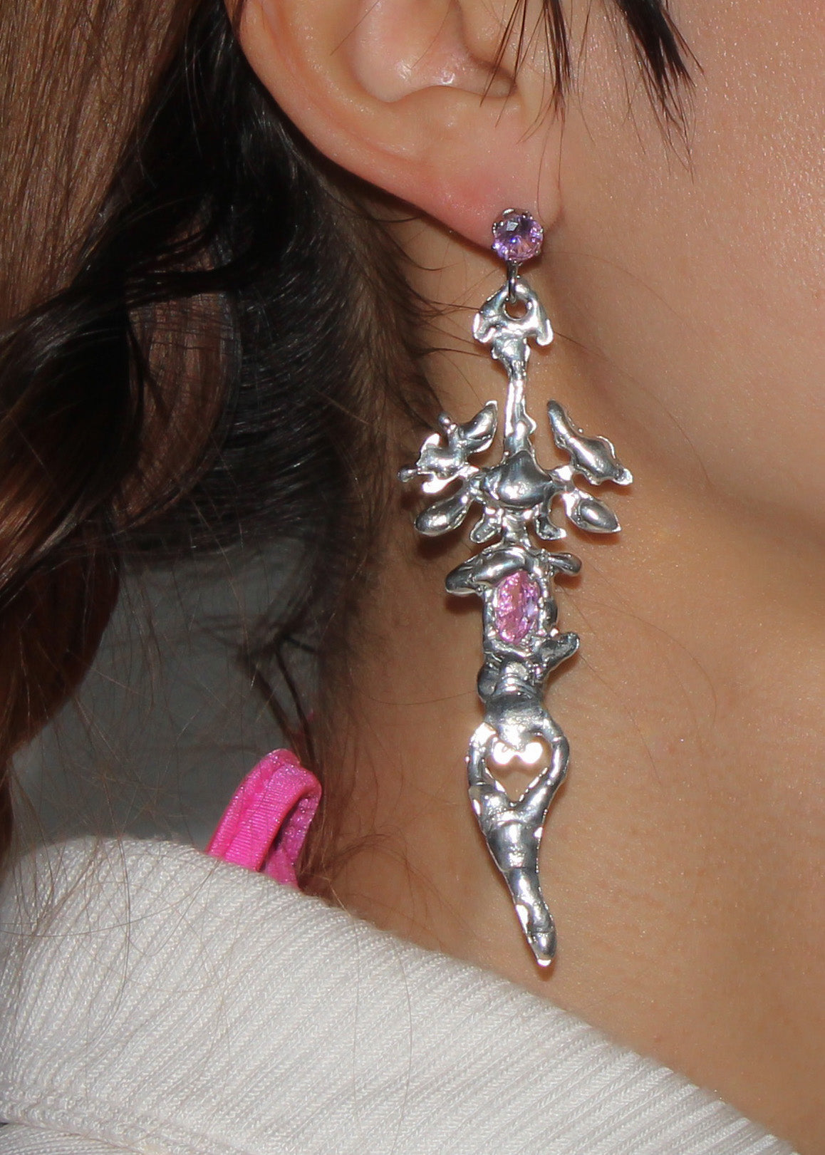 Silver Spiky Sword Earrings