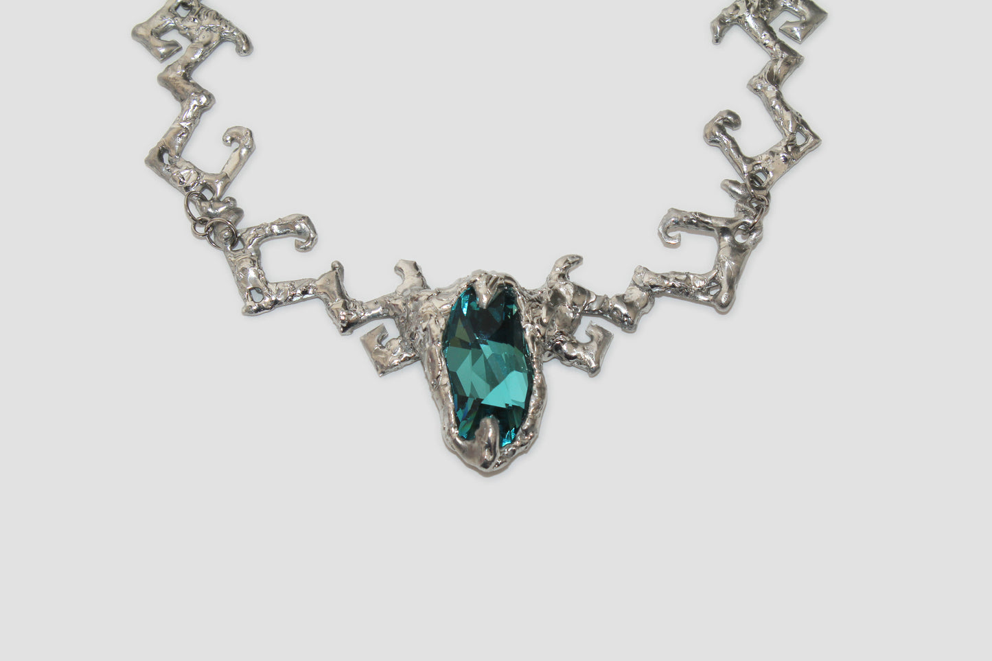 Silver Big Emerald Necklace