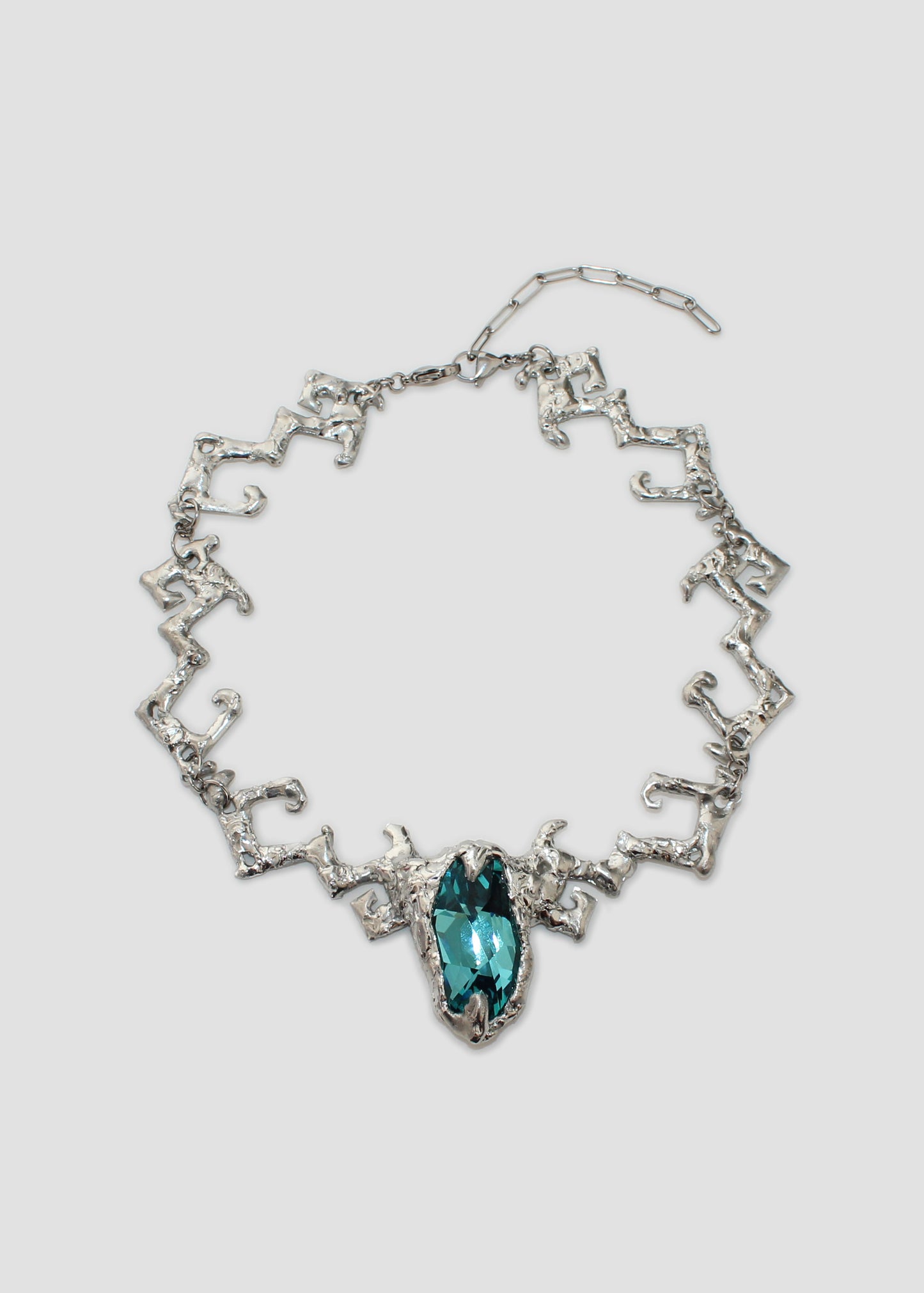 Silver Big Emerald Necklace