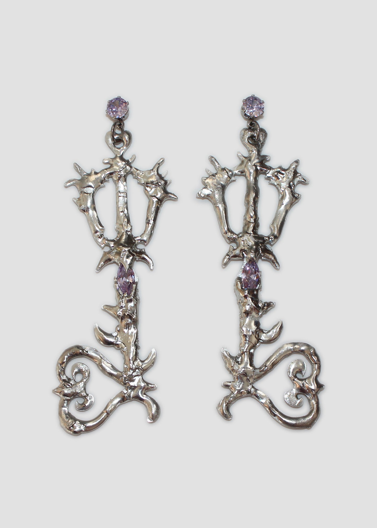 Lavender Silver Keyblade Earrings