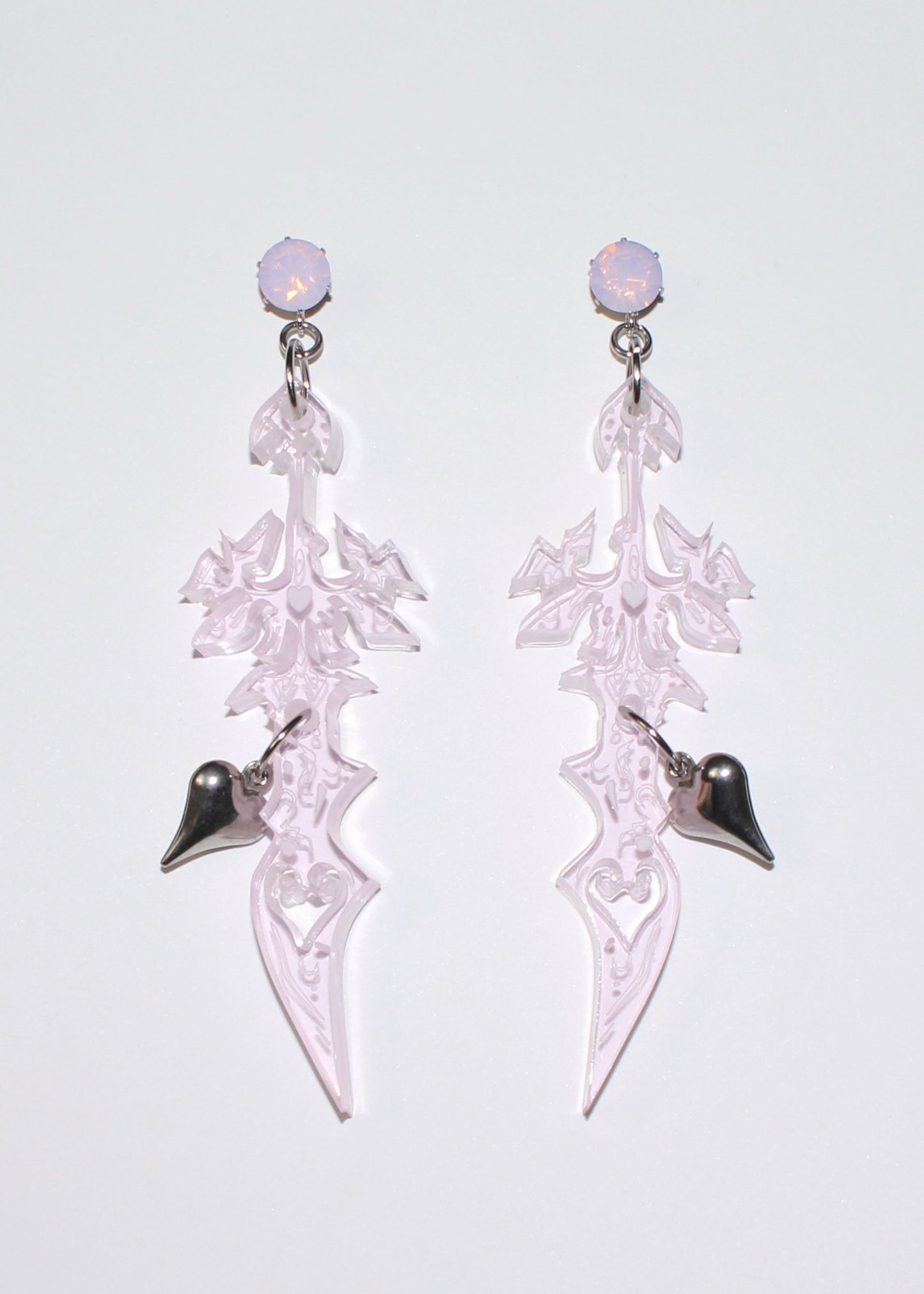 Pink Opal Spiky Swords