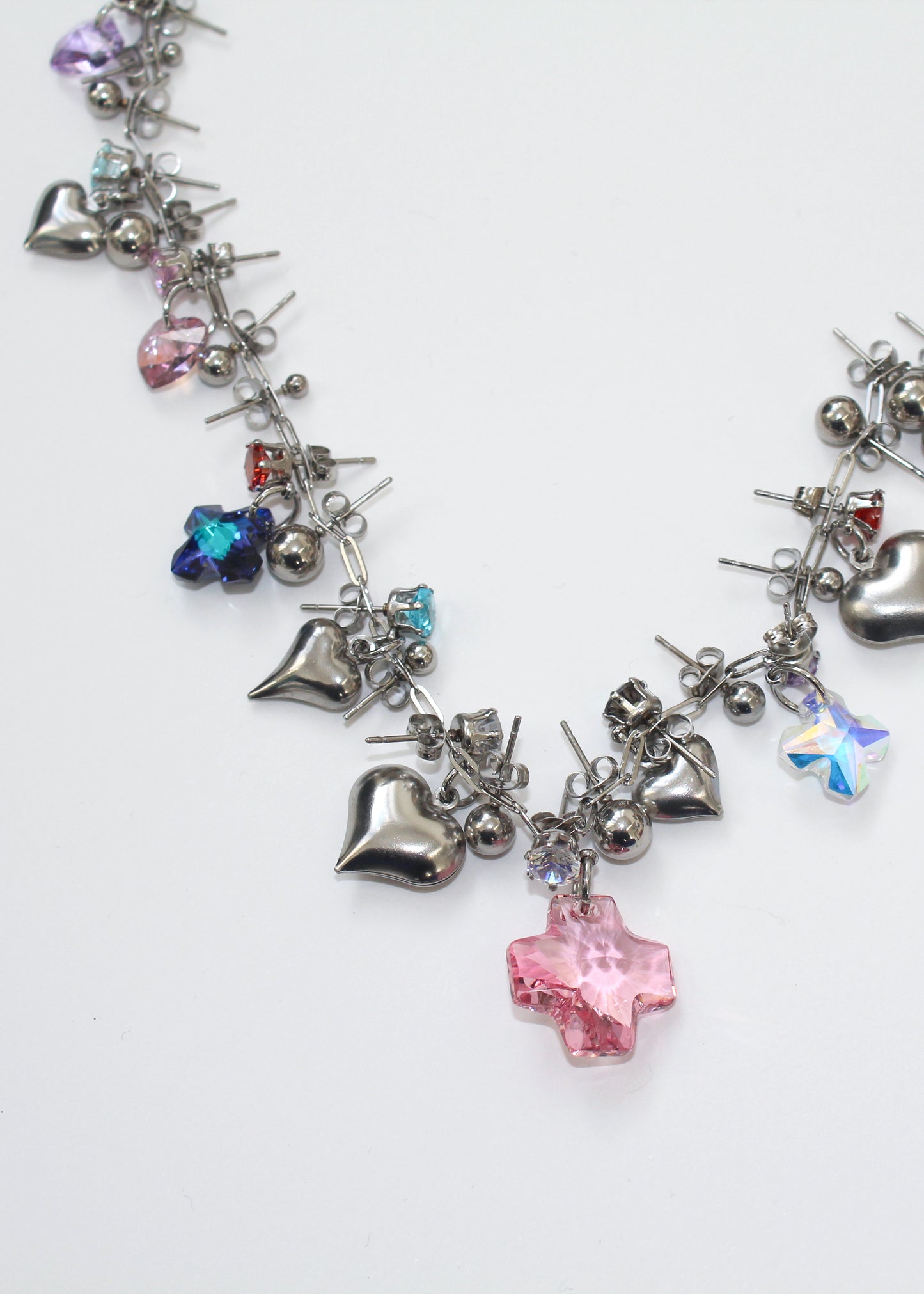 Crystal Cross Spike Necklace