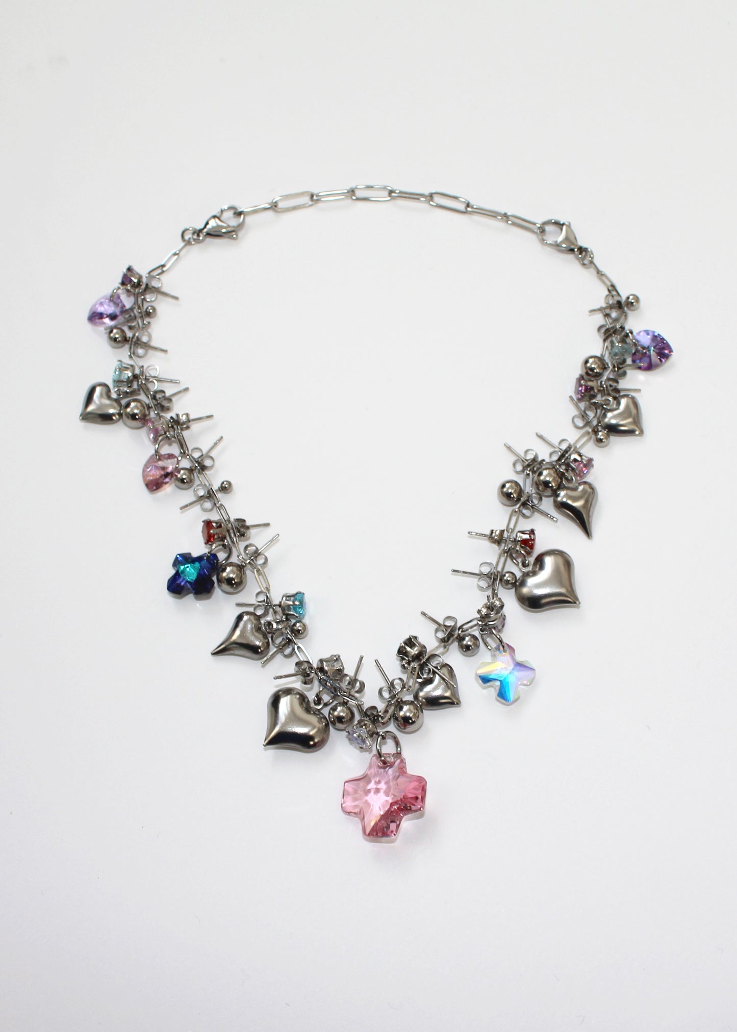 Crystal Cross Spike Necklace