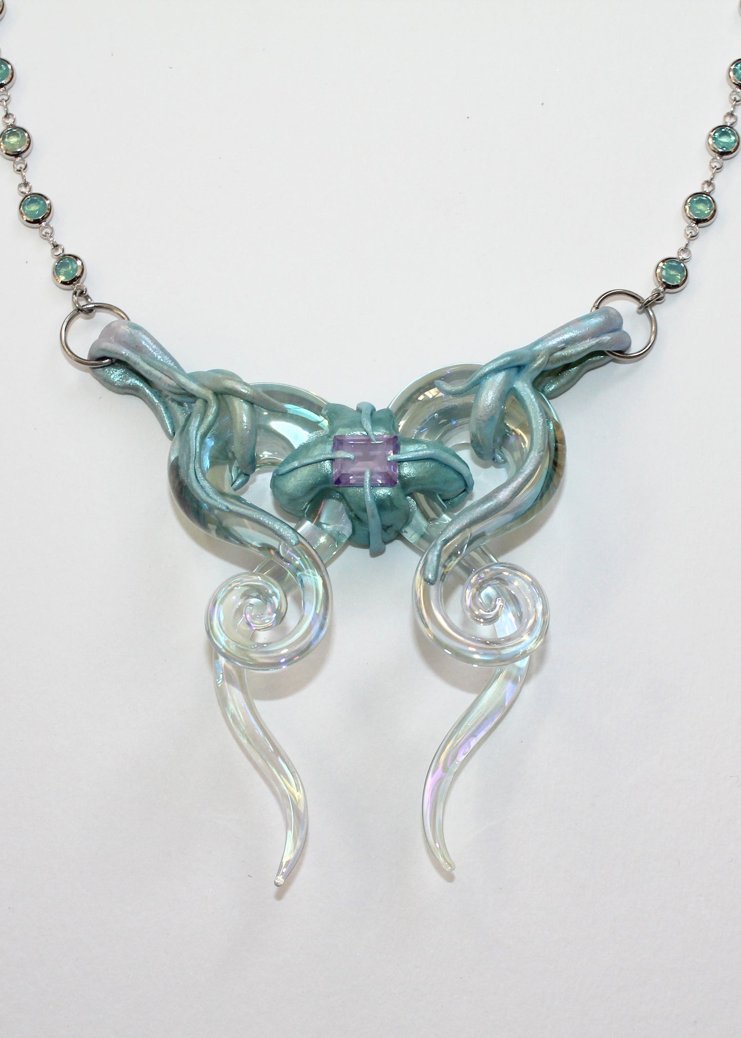 Ocean Iridescent Bow Necklace