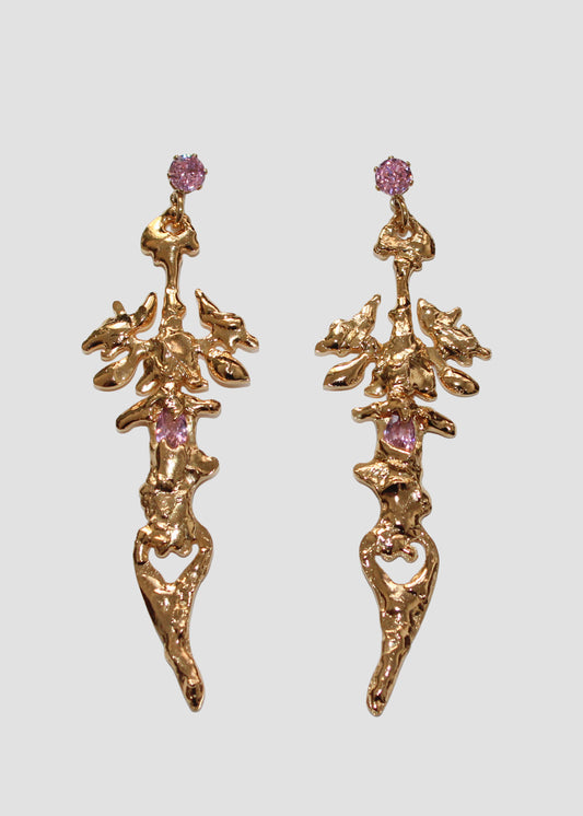 Gold Spiky Sword Earrings